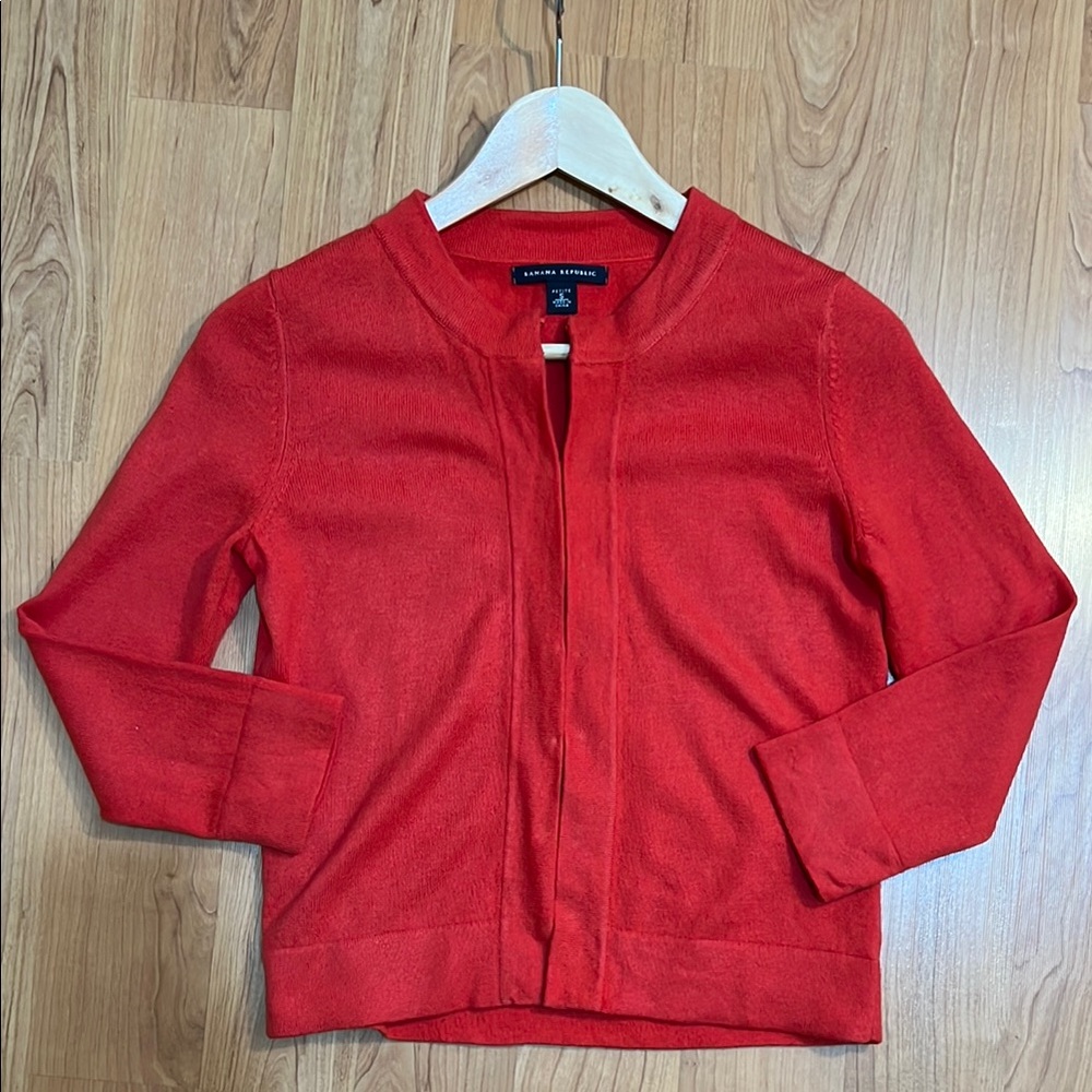 Banana Republic Red cropped Cardigan Sweater with 3/4 sleeves - Picture 8 of 12